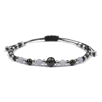 Bransoletka czarny TURMALIN ANGELIT HEMATYT ochrona i sprawiedliwość